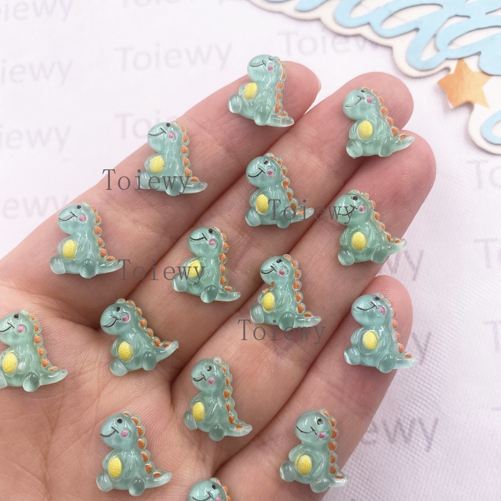 Art Craft Dinosaur - 50pcs Mixed Resin Colorful Glitter Green