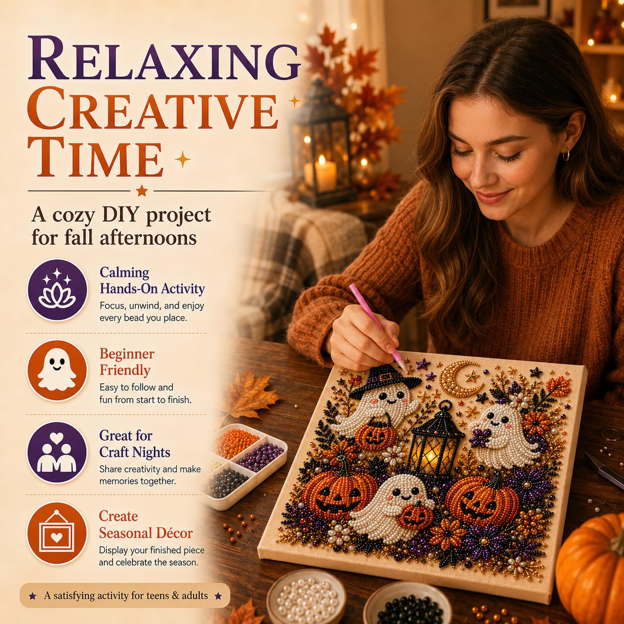@Halloween Ghost Pearl Art Kit - Art Craft Halloween ulasan dan harga