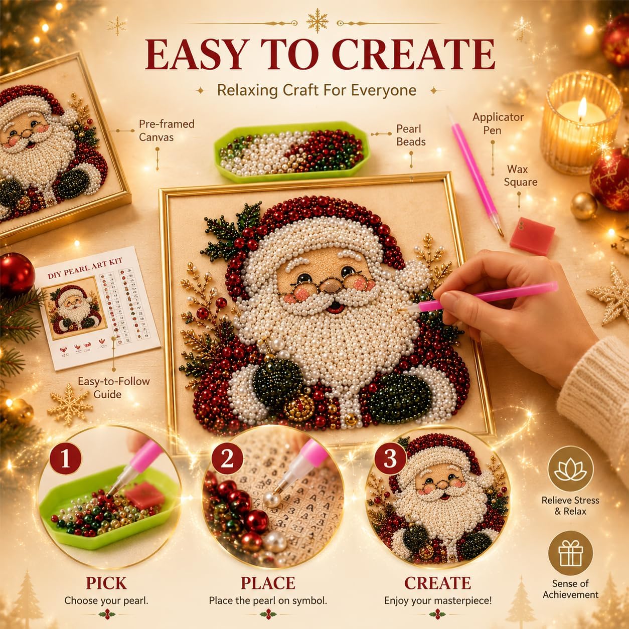 DIY Christmas Pearl Diamond Pa - Art Craft Adult ulasan dan harga
