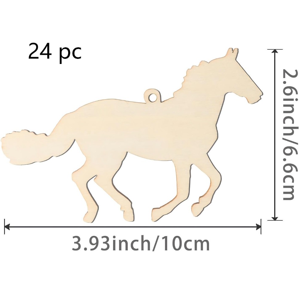 24Pcs Unfinished Horse Wooden  - Art Craft Horse ulasan dan harga