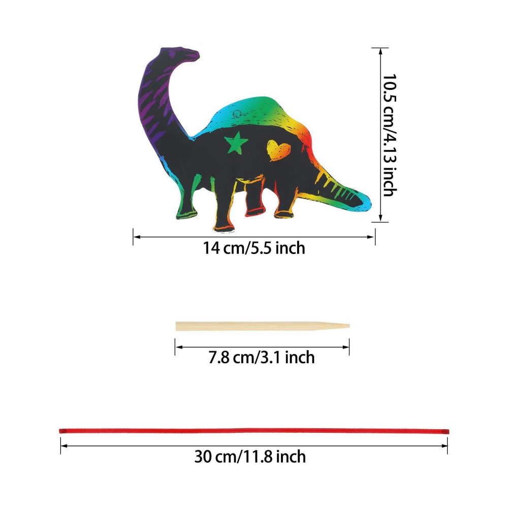 12Pcs Cartoon Dinosaur Scratch - Art Craft Dinosaur ulasan dan harga
