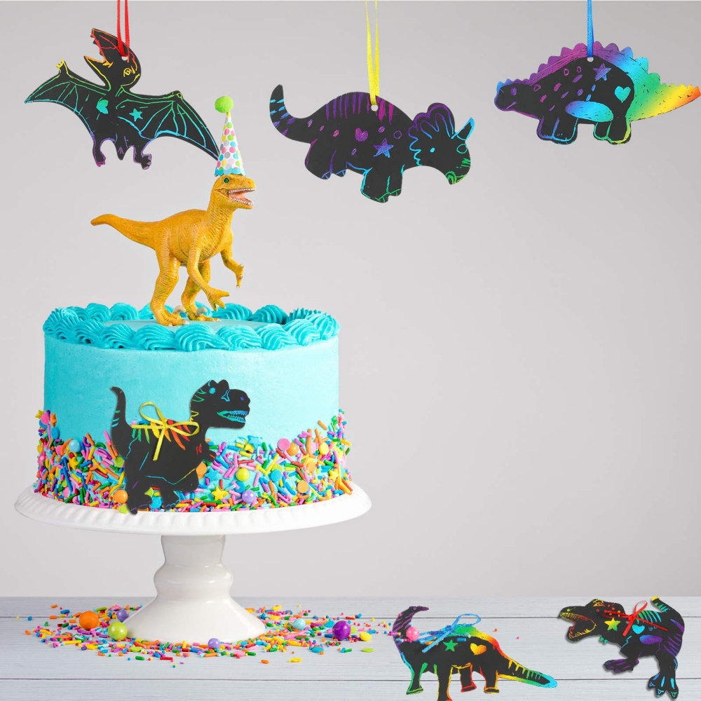 12Pcs Cartoon Dinosaur Scratch - Art Craft Dinosaur ulasan dan harga