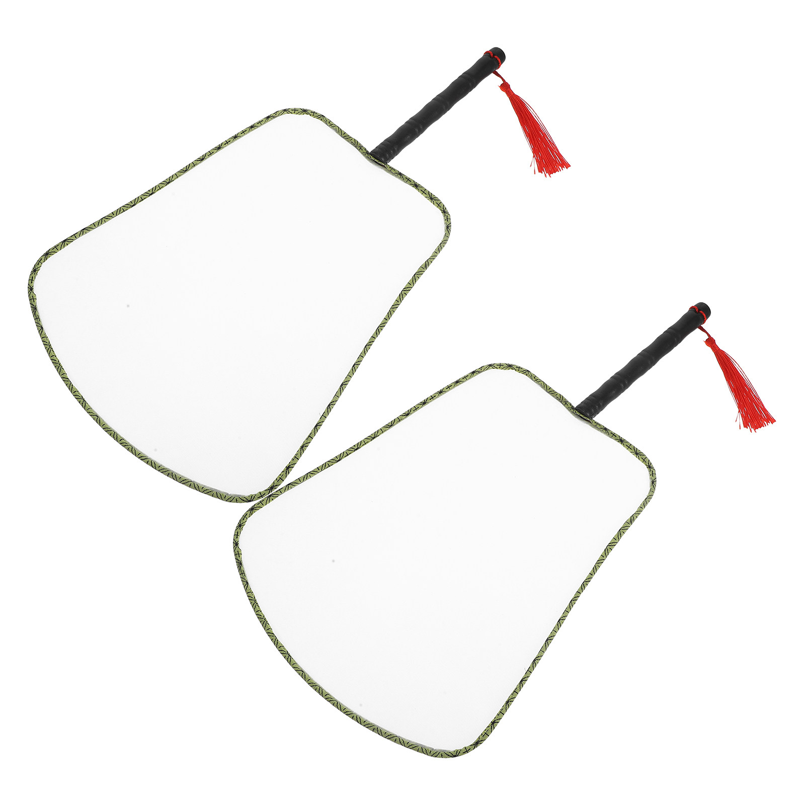 2Pcs White Silk Hand Fan DIY B - Art Craft For Kindergarten ulasan dan harga