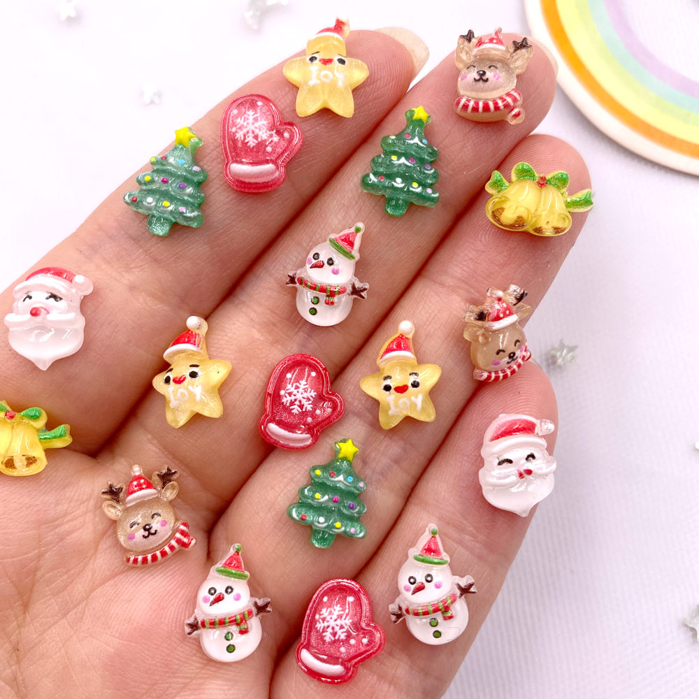 50pcs Resin Mini Colorful Chri - Art Craft Christmas Tree ulasan dan harga