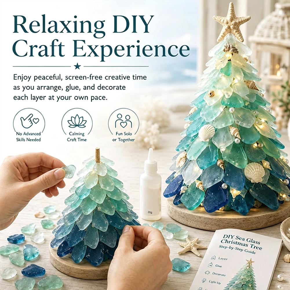 3D Sea Glass Christmas Tree De - Art Craft Christmas Tree ulasan dan harga