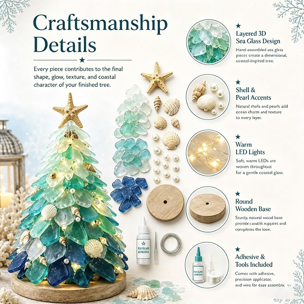 3D Sea Glass Christmas Tree De - Art Craft Christmas Tree ulasan dan harga