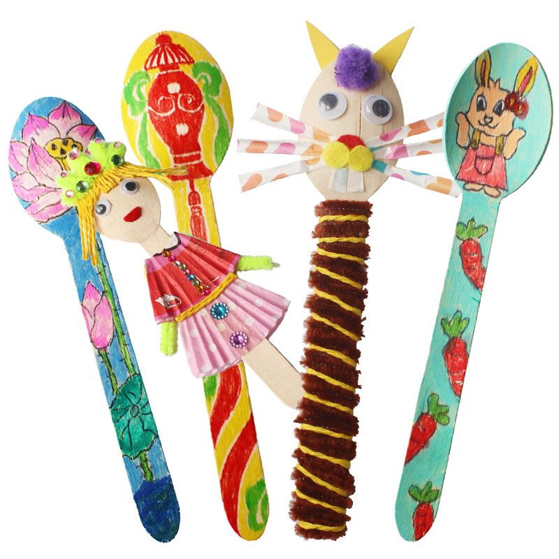 20PCS/LOT.Wood spoon arts and  - Art Craft For Kindergarten ulasan dan harga