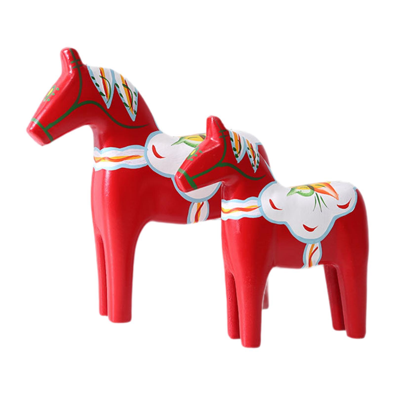 2Pcs Dala Horse Figurine Red C - Art Craft Horse ulasan dan harga
