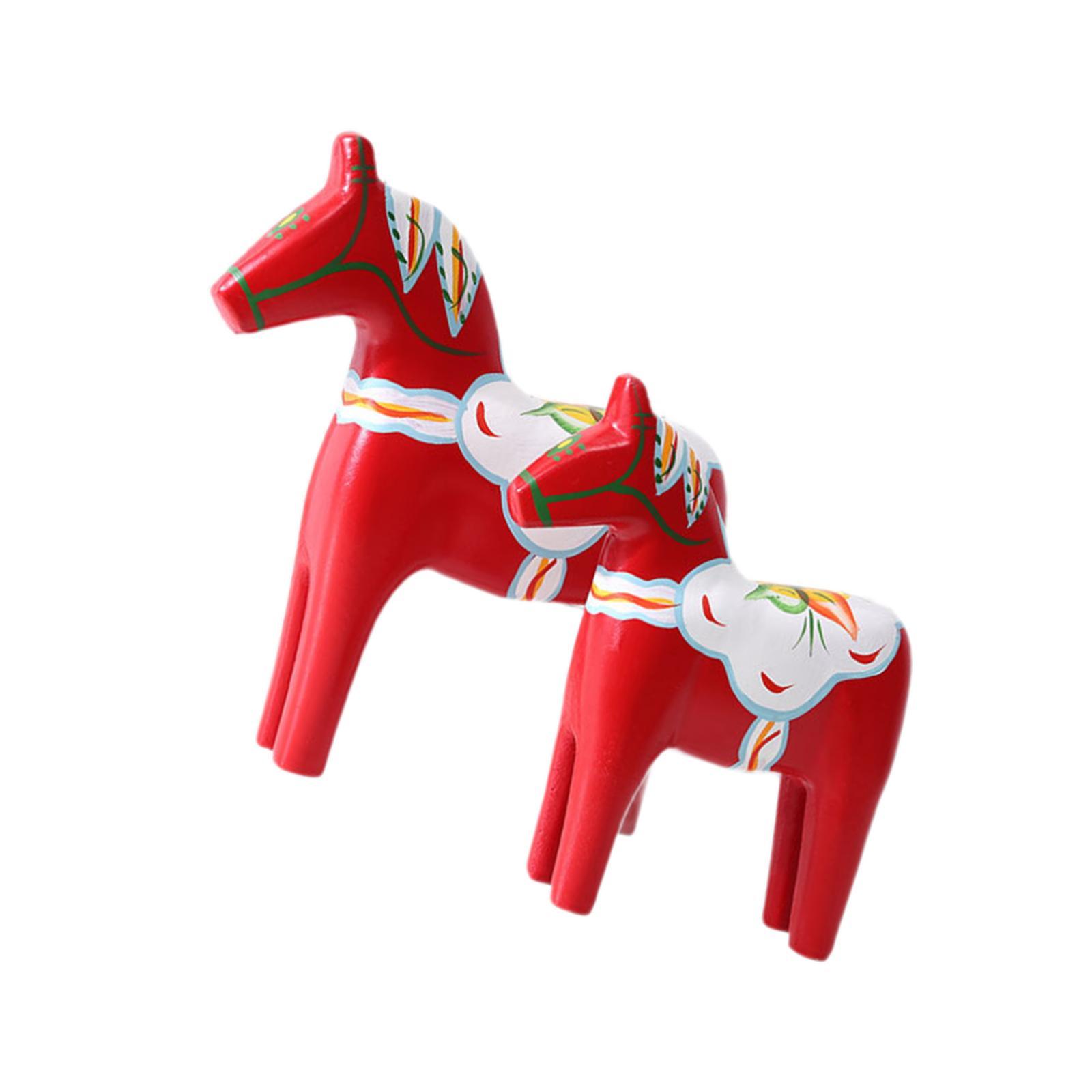 2Pcs Dala Horse Figurine Red C - Art Craft Horse ulasan dan harga