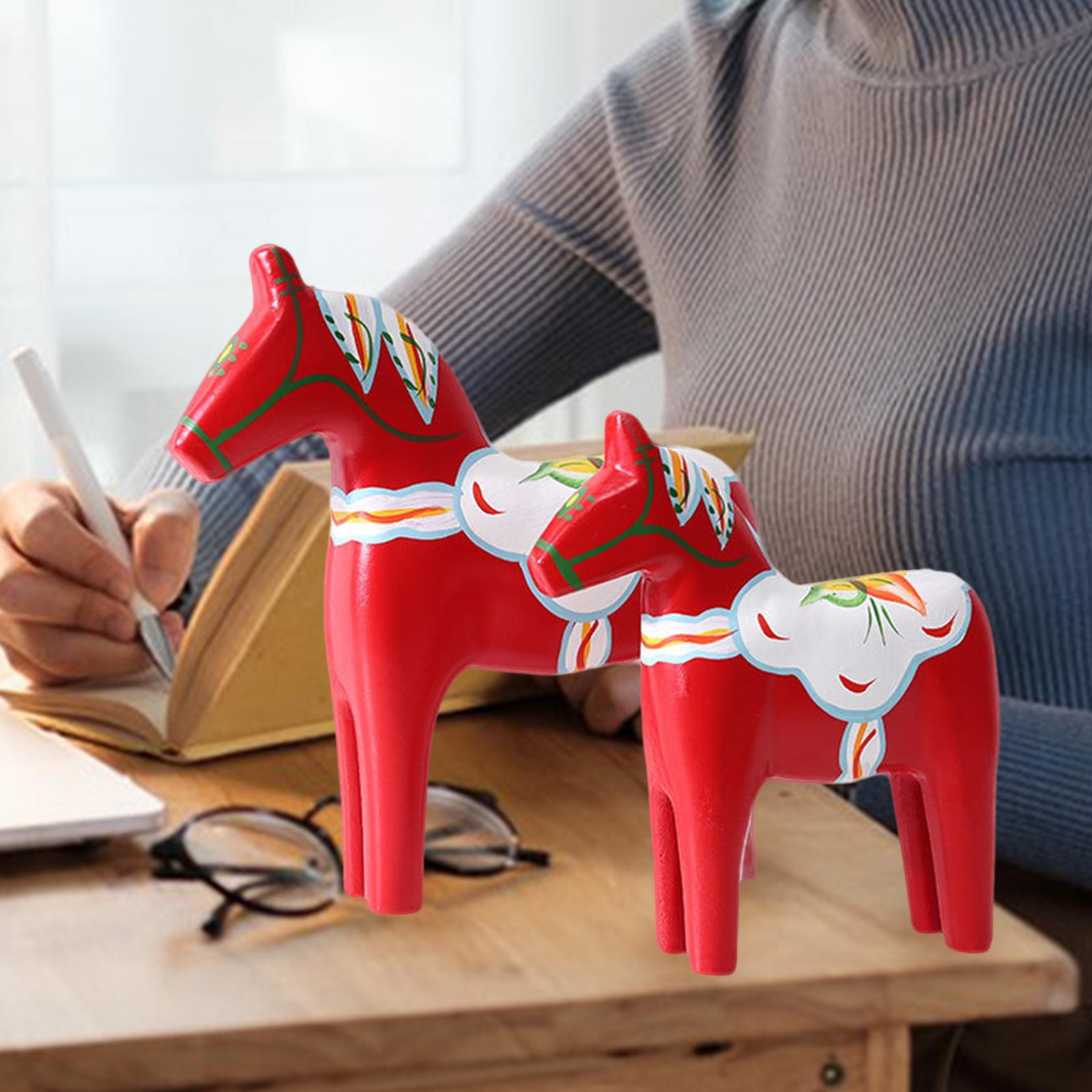 2Pcs Dala Horse Figurine Red C - Art Craft Horse ulasan dan harga