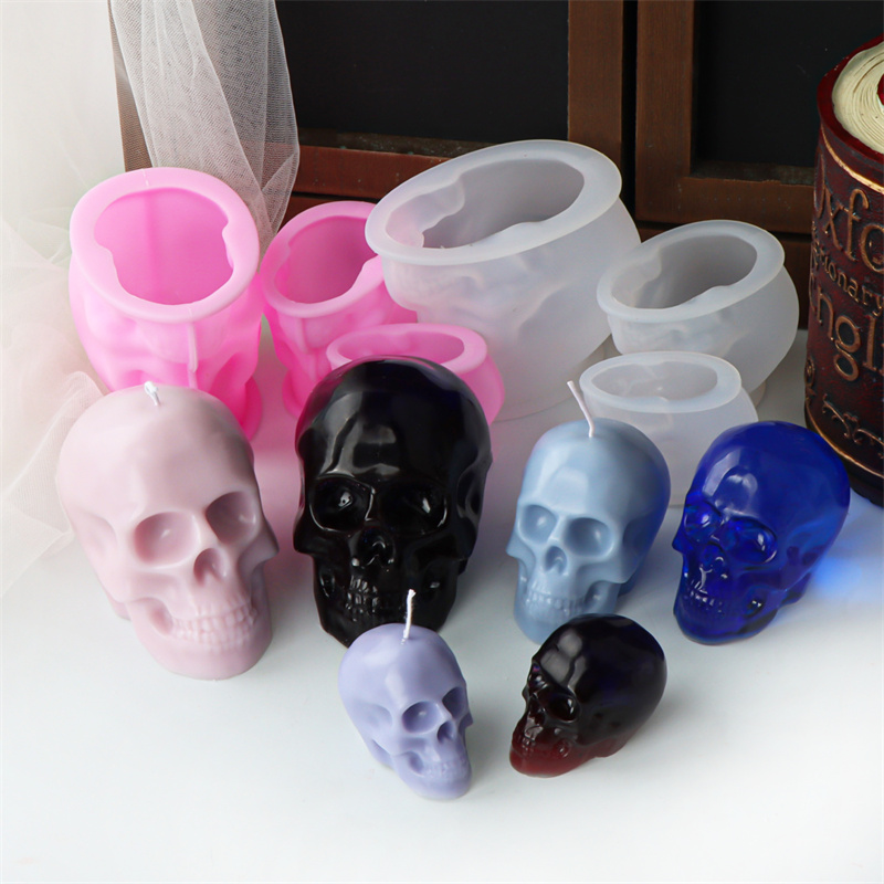 White and Pink Skull Candle Mo - Art Craft Halloween ulasan dan harga