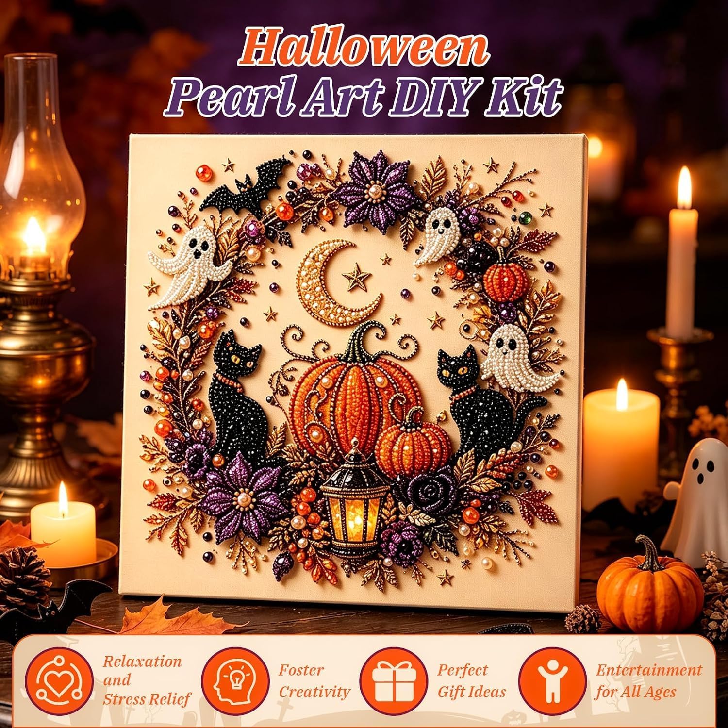 Halloween Ghost Pearl Art DIY  - Art Craft Halloween ulasan dan harga