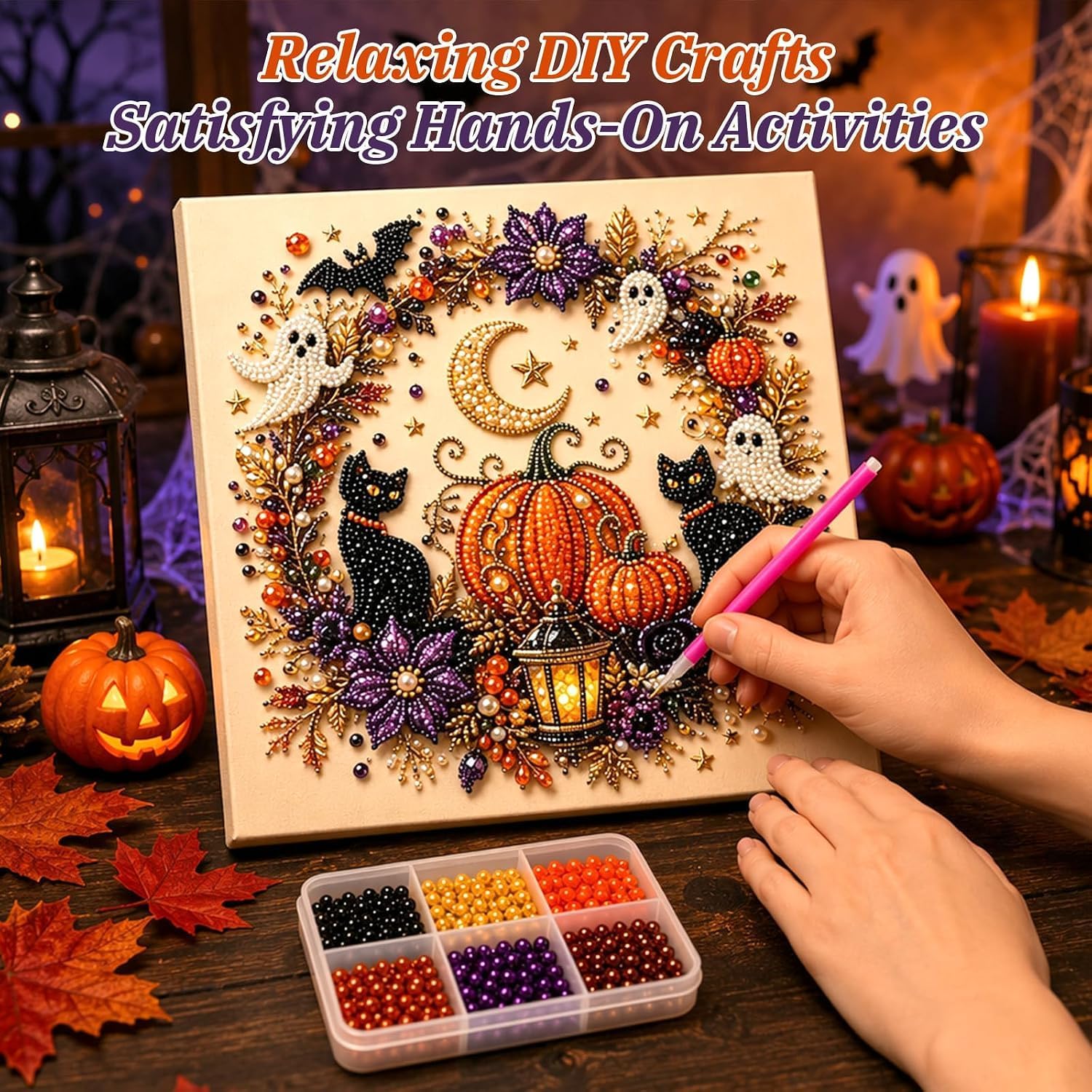 Halloween Ghost Pearl Art DIY  - Art Craft Halloween ulasan dan harga