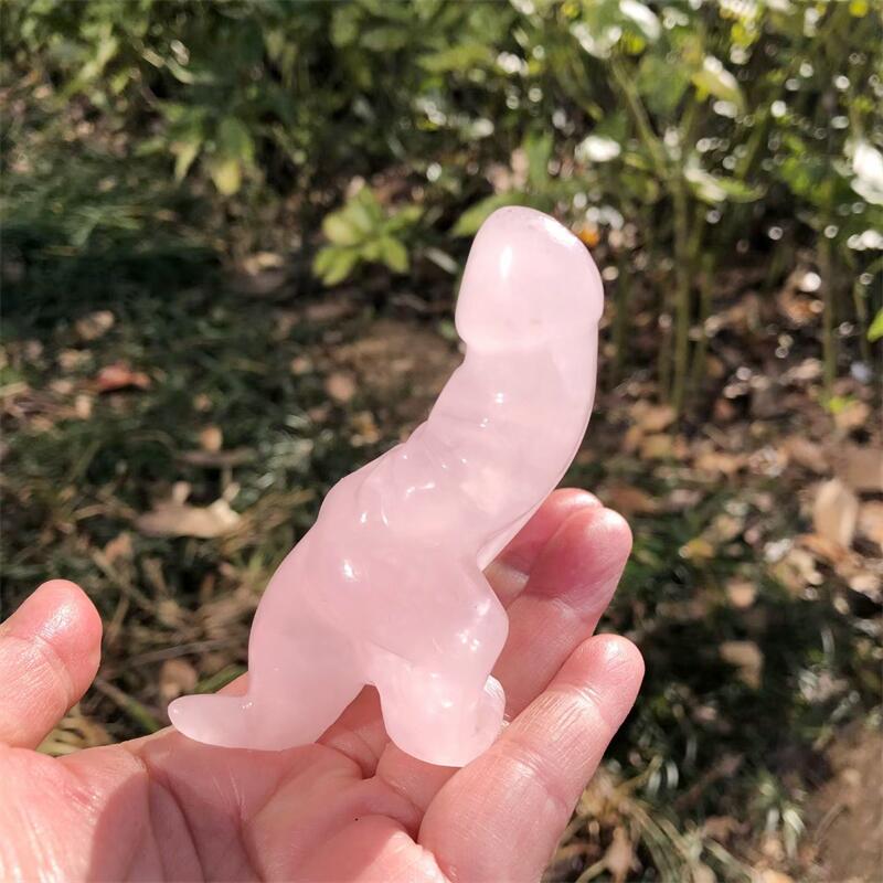 1PCS Natural Rose Quartz Carto - Art Craft Dinosaur ulasan dan harga