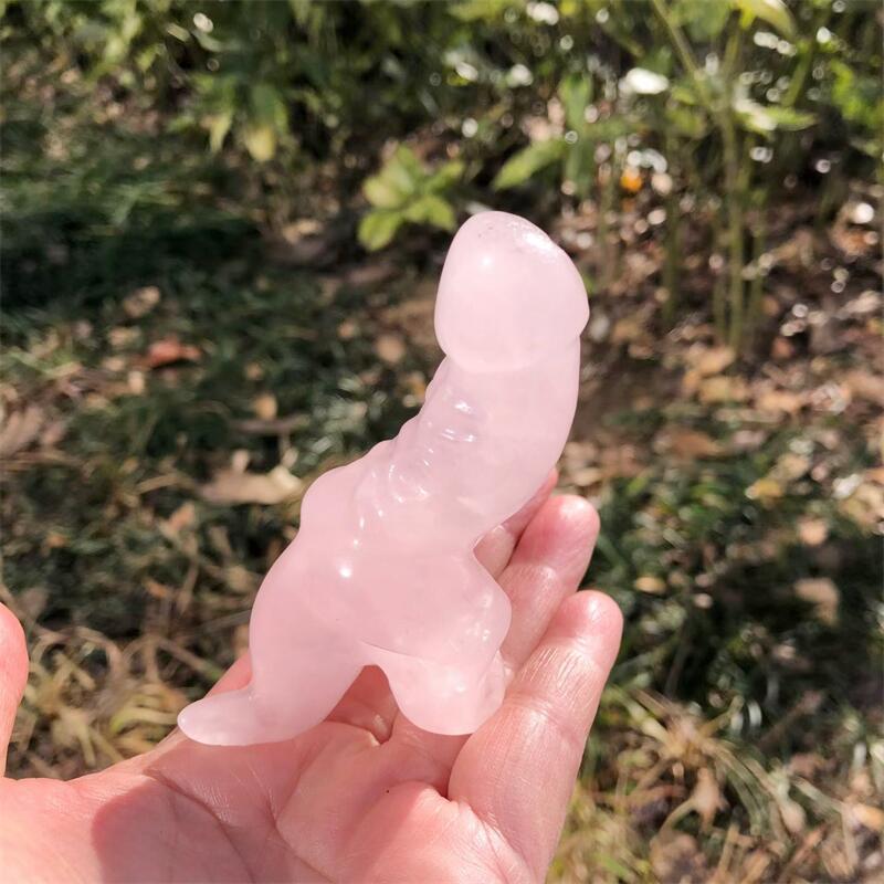 1PCS Natural Rose Quartz Carto - Art Craft Dinosaur ulasan dan harga