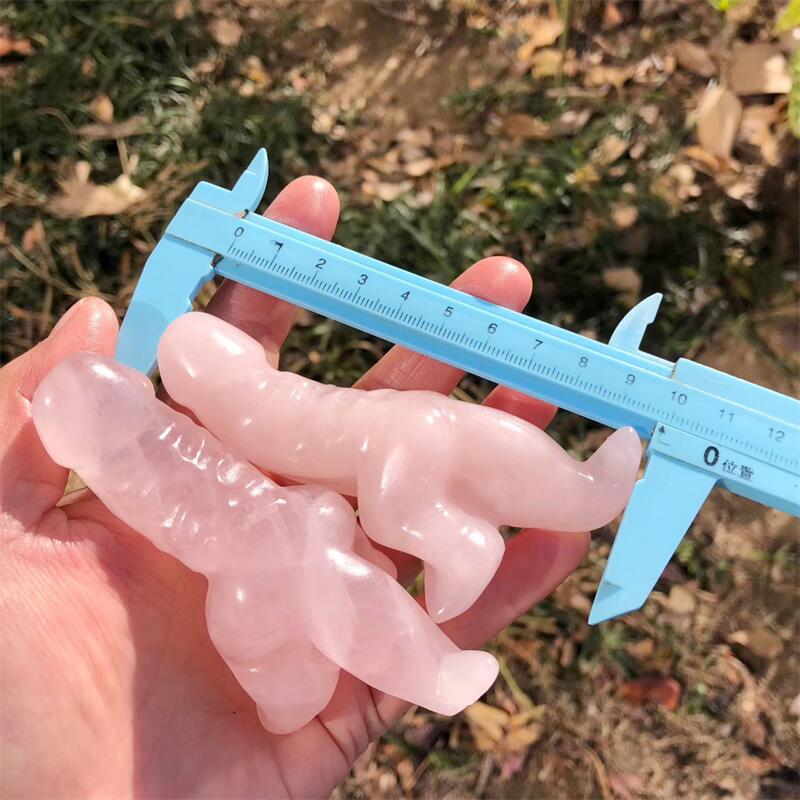 1PCS Natural Rose Quartz Carto - Art Craft Dinosaur ulasan dan harga