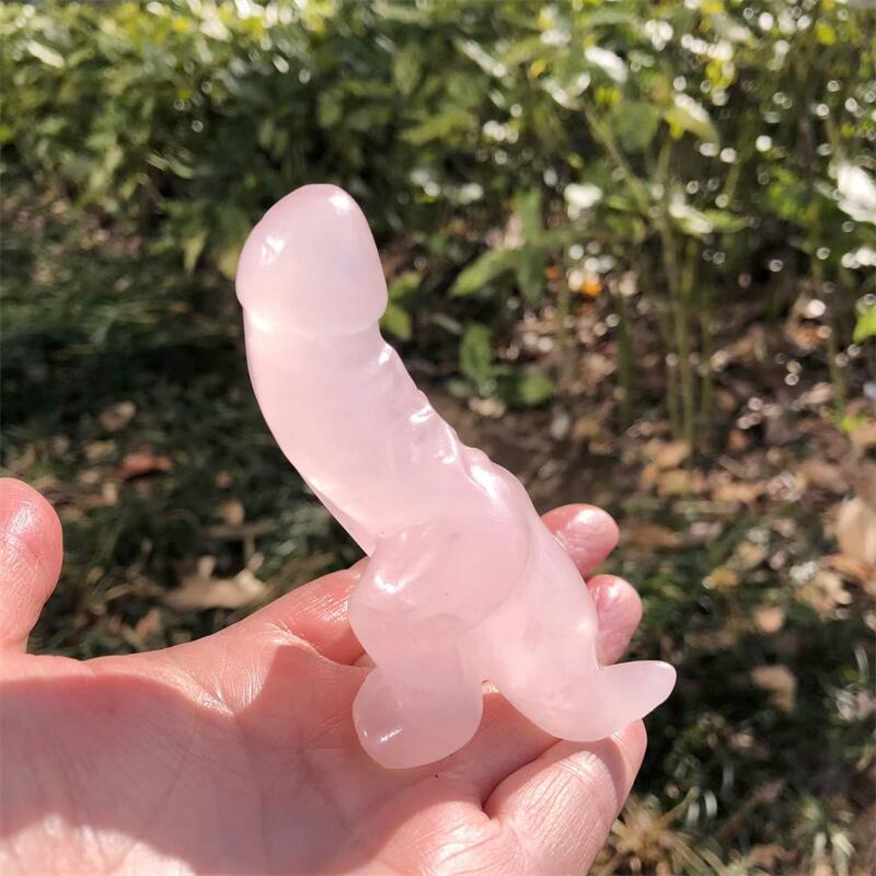 1PCS Natural Rose Quartz Carto - Art Craft Dinosaur ulasan dan harga