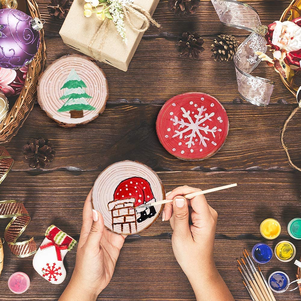 Natural Wood Slices Craft Wood - Art Craft Christmas Tree ulasan dan harga